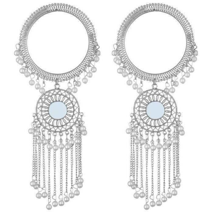 Stylish And Trendy White Pearls Hanging Chains Bangles