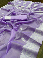 Thumbnail for DEIANA'S Beautiful Golden Jari with New Design Soft Cotton Saree - Lavender - Distacart