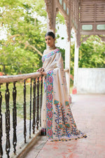 Thumbnail for Vishnu Weaves Women's Navy-Blue Muga Cotton Woven Saree with Blouse - Distacart