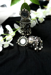 Thumbnail for Mominos Fashion Johar Kamal Women Silver Oxidised Jhumkas - Distacart
