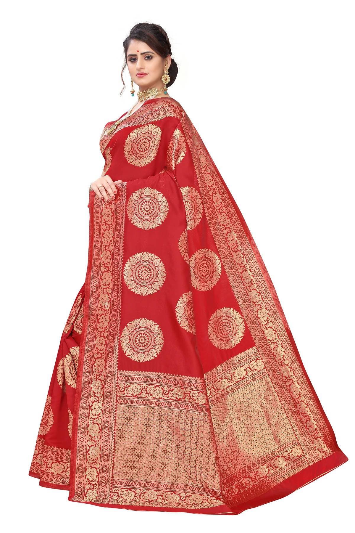 Vamika Latest Banarasi Jacquard Weaving Red Saree