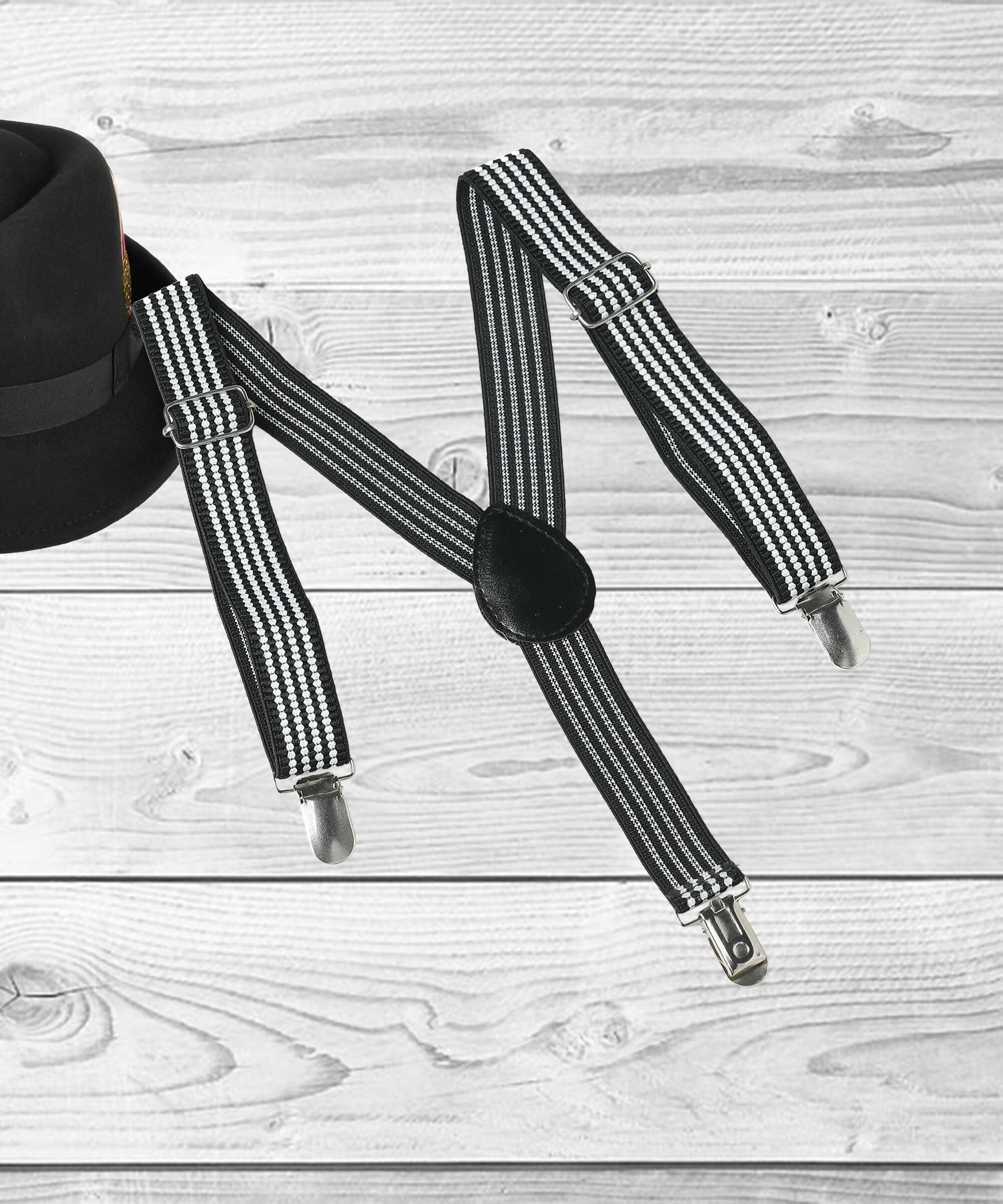 Manet Boys Strip Suspenders - Black - Distacart