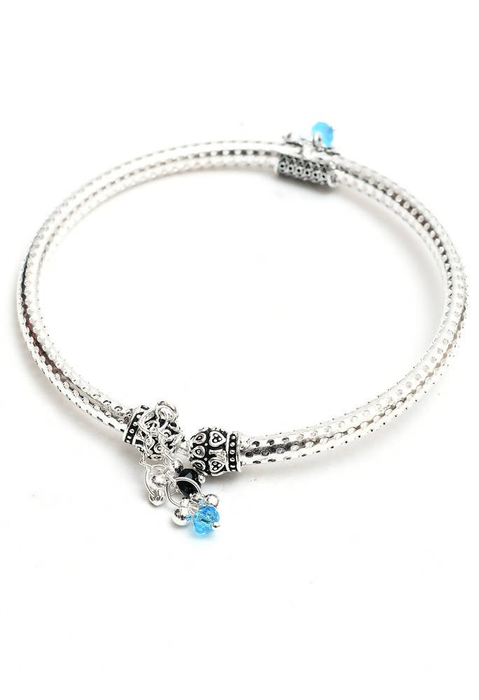 Mominos Fashion Kamal Johar Oxidised Silver Kadiyam Style Anklets