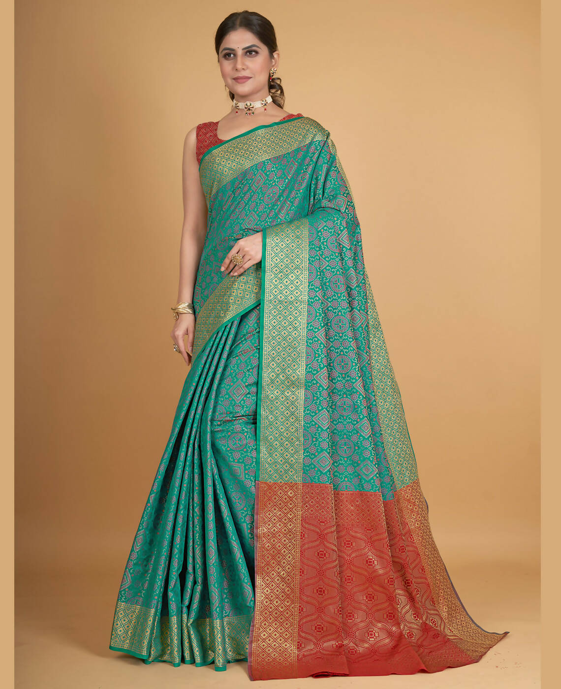 Sea Green Silk Woven Design Saree With Unstitched Blouse Piece - Akshita - Distacart