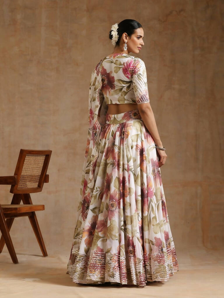 Pomcha Jaipur White Gul Sufiyana Lehenga Set - Distacart