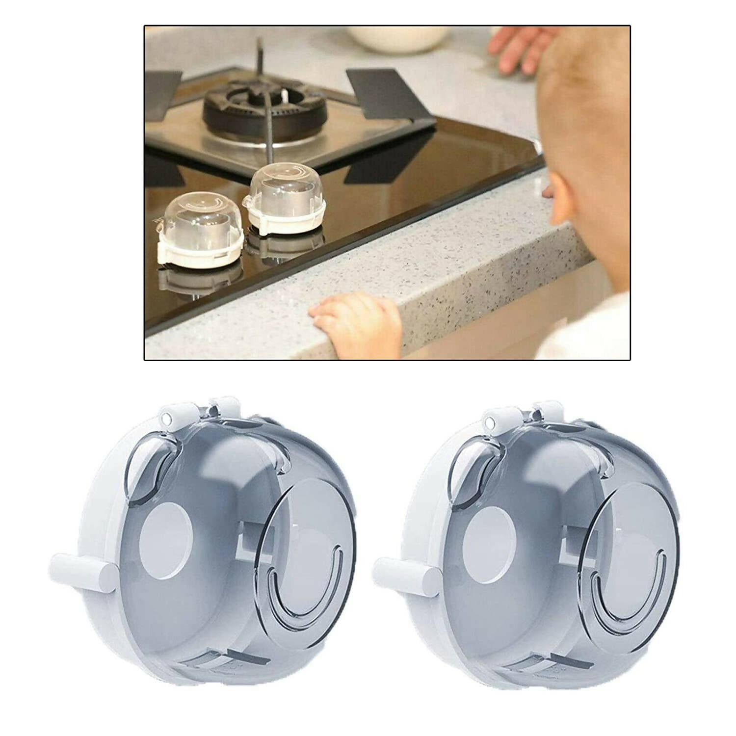 Safe-O-Kid Gas Stove Knobs Transparent Guards for Indoor Baby Safety Set of 2 Pcs - Distacart