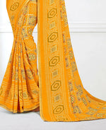 Thumbnail for Yellow Georgette Bandhani Printed Saree With Unstitched Blouse Piece - Jyoti - Distacart