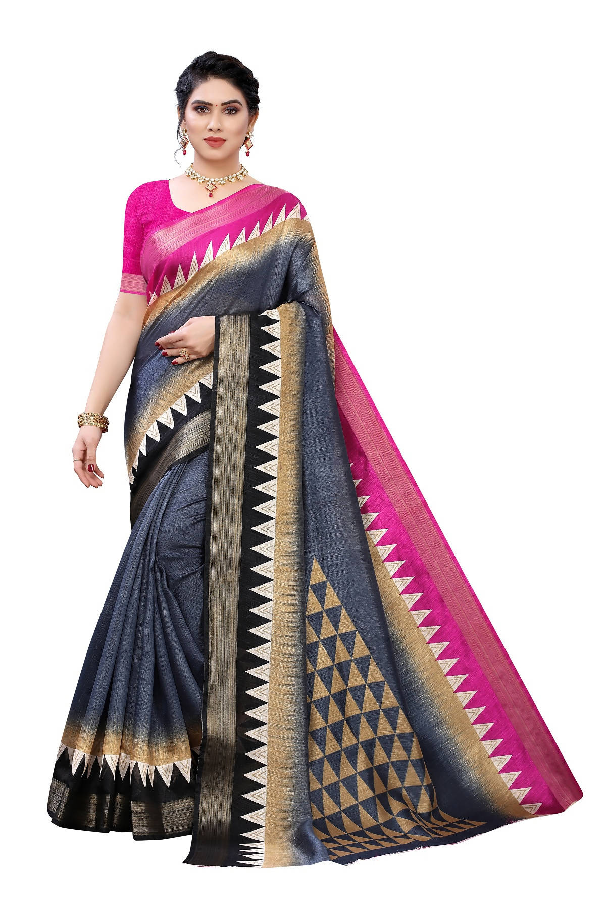 Vamika Grey Linen Jari Border Saree (GUNJAN GREY) - Distacart