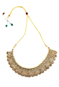 Thumbnail for Tehzeeb Creations Golden Colour Necklace Earrings And Tikka With Diamond Studded