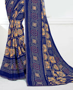 Thumbnail for Blue Georgette Bandhani Printed Saree With Unstitched Blouse Piece - Jyoti - Distacart