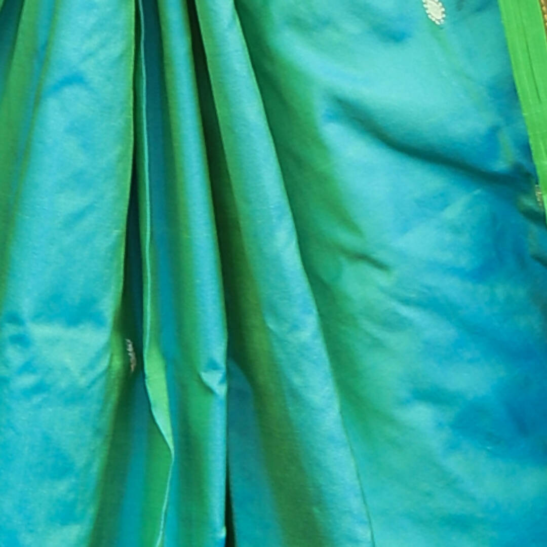 Very Much Indian Pure Silk Handloom Paithani -Dual Tone Blue Green - Distacart