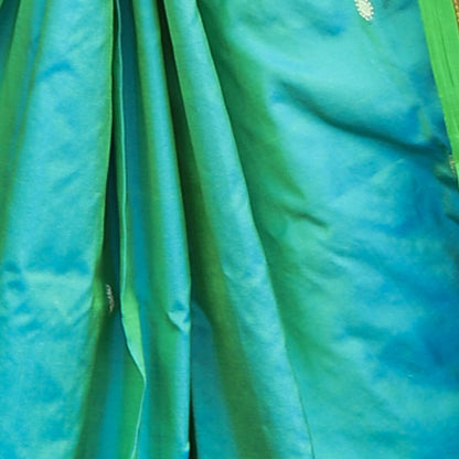 Very Much Indian Pure Silk Handloom Paithani -Dual Tone Blue Green - Distacart