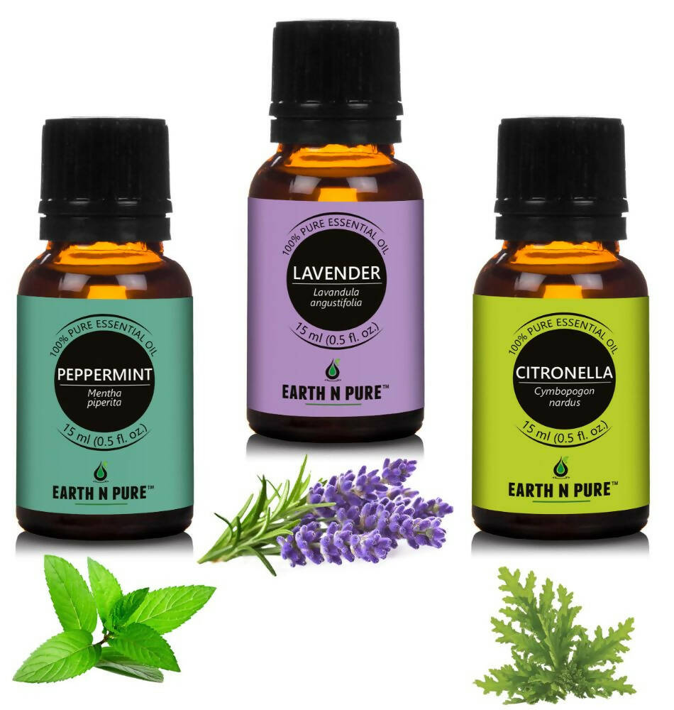 Earth N Pure Essential Oils (Lavender, Peppermint & Citronella) Combo - Distacart