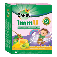 Thumbnail for Zandu ImmU Tasty Ayurvedic Soft Chews For Kids Mango Flavour