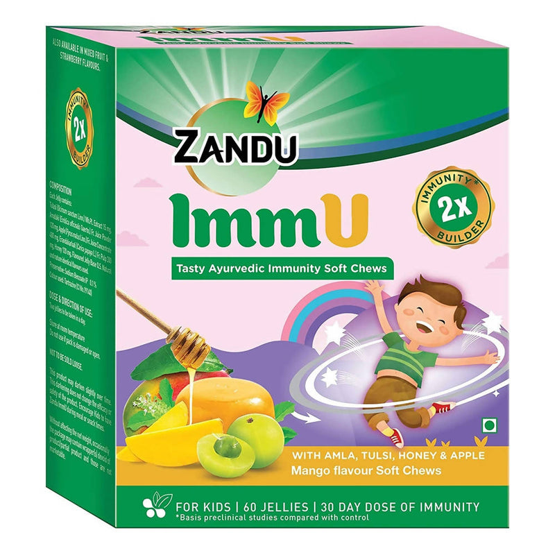 Zandu ImmU Tasty Ayurvedic Soft Chews For Kids Mango Flavour