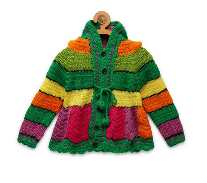 ChutPut Hand knitted Rainbow Hooded Sweater - Multi - Distacart