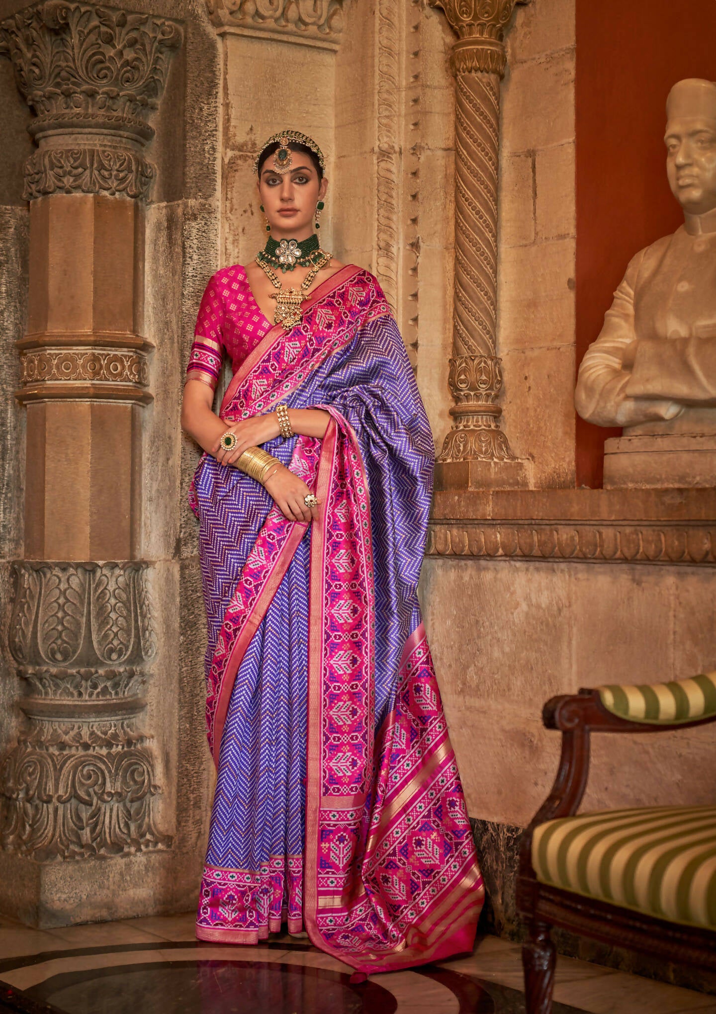 Purple Banarasi Weaving, Ultra Aqua Finish, Zari Work Banarasi Silk Saree - Rath Kunti - Distacart
