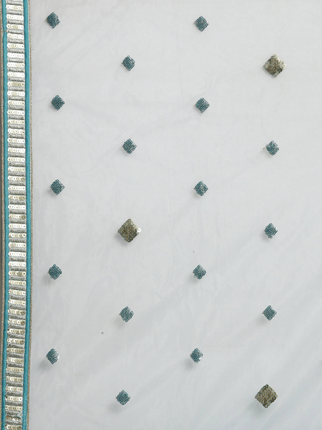 House of Panchhi Women Sea Green Net Zig-Zag Embroideried Lehenga, Blouse & Dupatta - Distacart