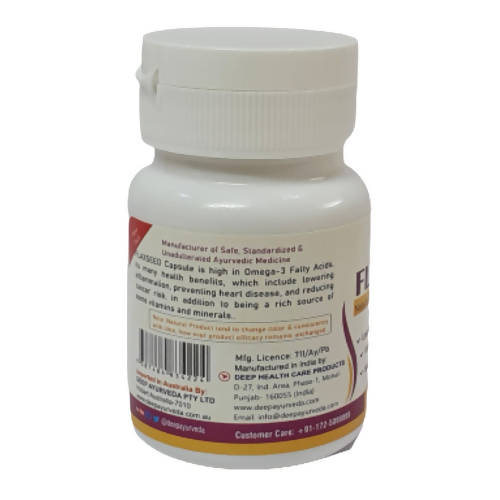 Deep Ayurveda Flax Seed 500mg Veg Capsules - Distacart