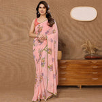 Thumbnail for Women's Partywear Designer Peach Georgette Fancy Saree - Satrangi - Distacart