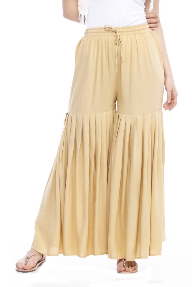 Mominos Fashion Reyon Cotton Golden Palazzo For Girls - Distacart