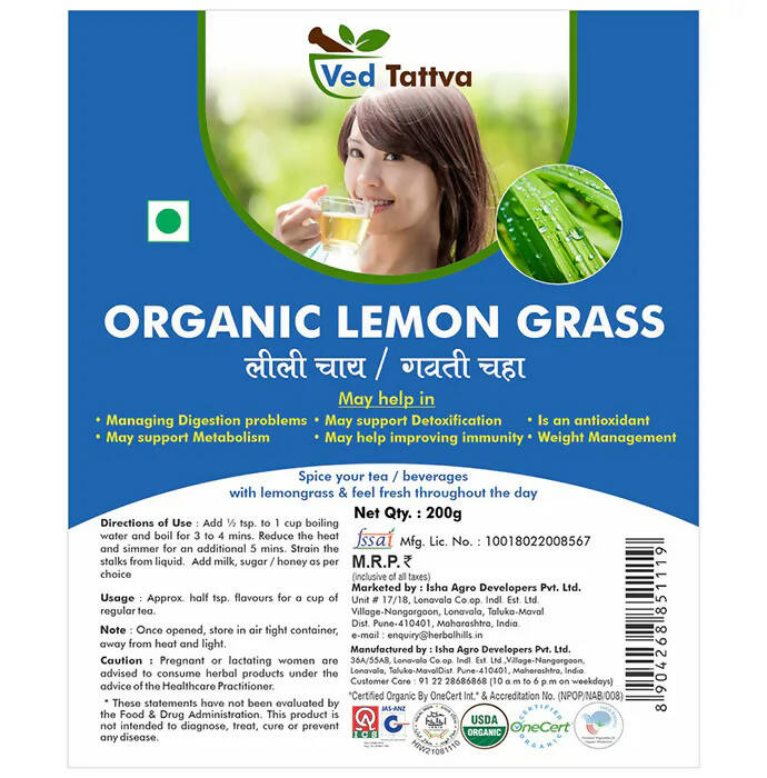 Ved Tattva Organic Lemon Grass Whole - Distacart
