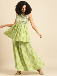 Thumbnail for Anayna Women Green & White Bandhani Printed Kurta with Palazzos - Distacart