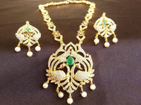 Thumbnail for Latest Multicolor AD Peacock Bridal Necklace Set