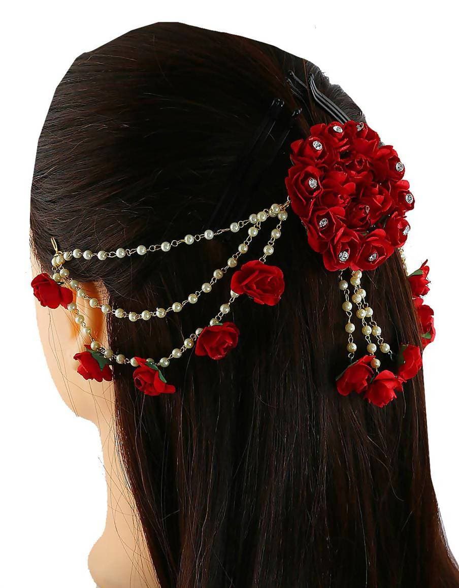 Red Flower Hair Brooch