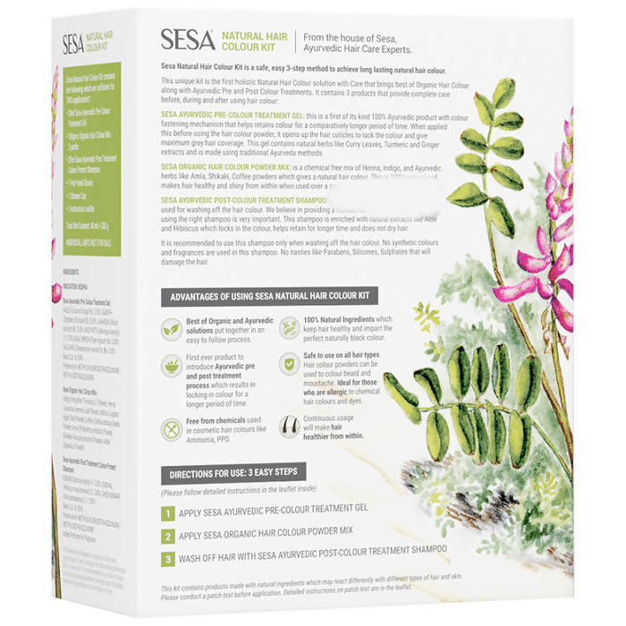 Sesa Ayurvedic Natural Hair Colour Kit Natural Black - Distacart