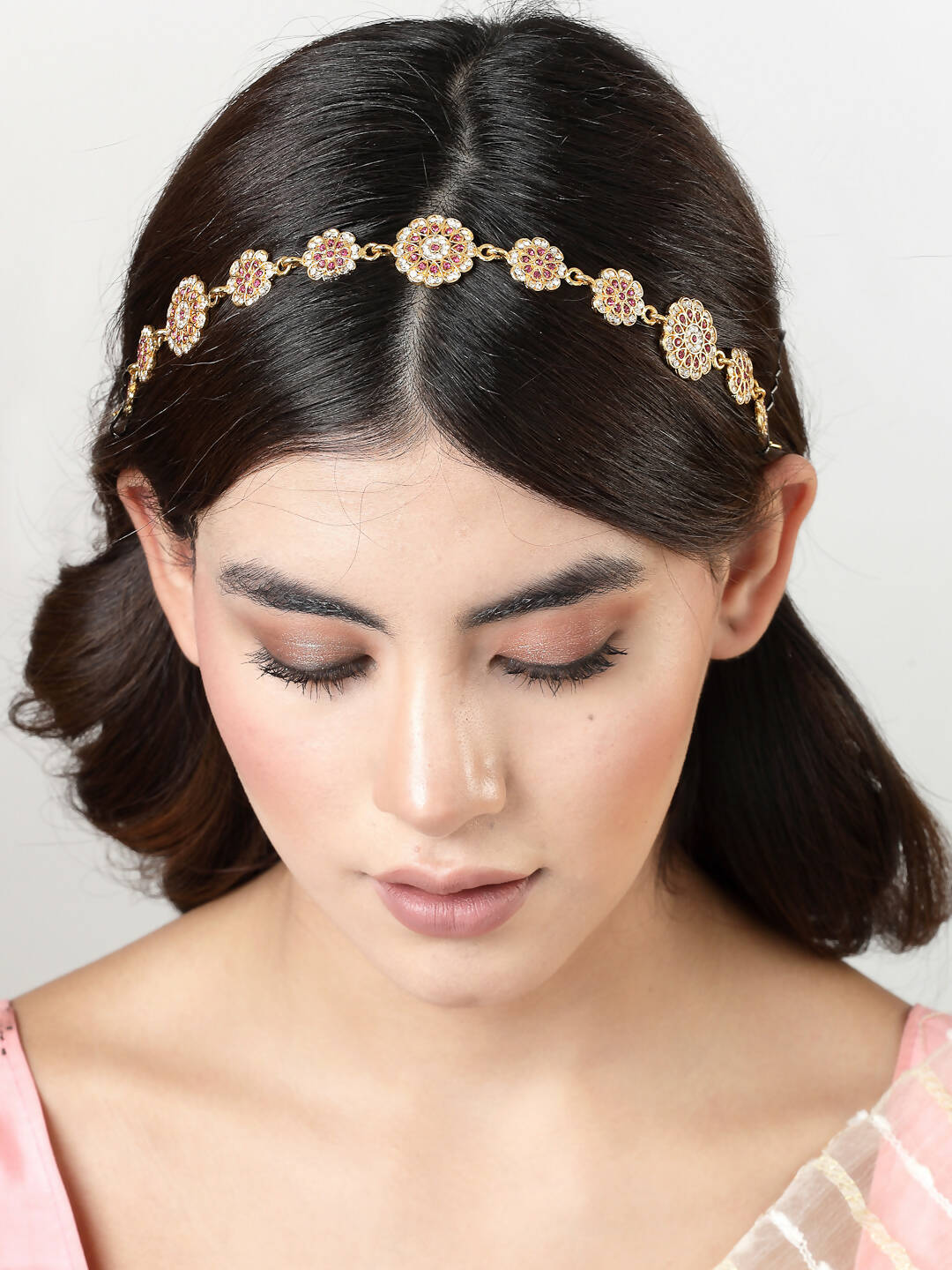 NVR Women's Gold-Plated Traditional Meenakari Stones Trending Matha Patti - Distacart