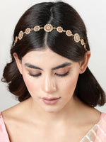 Thumbnail for NVR Women's Gold-Plated Traditional Meenakari Stones Trending Matha Patti - Distacart