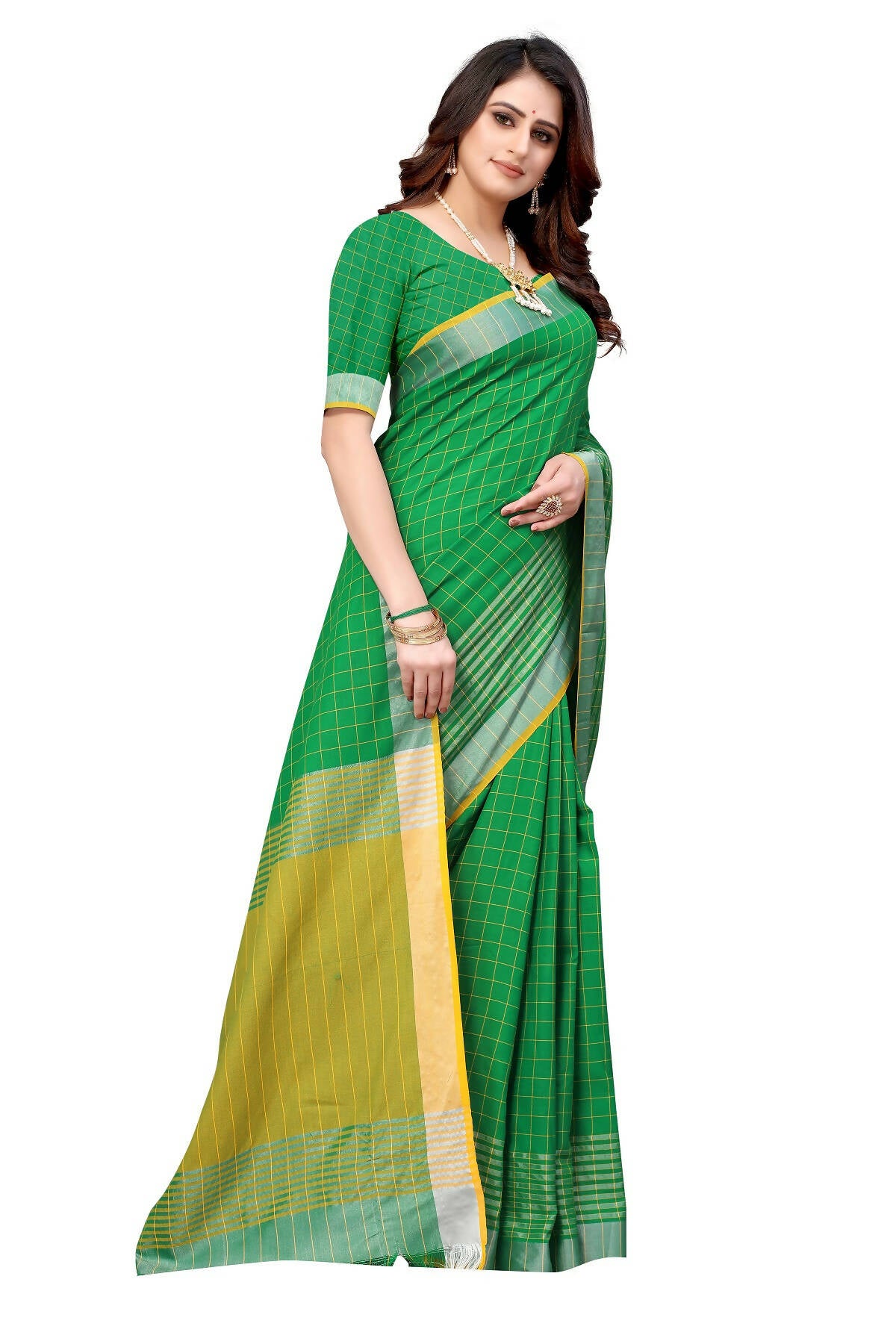 Vamika Green Cotton Silk Saree - Distacart