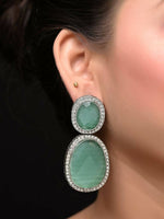 Thumbnail for Smart Dangler Earringss With Rhino Stone Border Mint Green Earrings For Women and Girls By House of Ree - Distacart