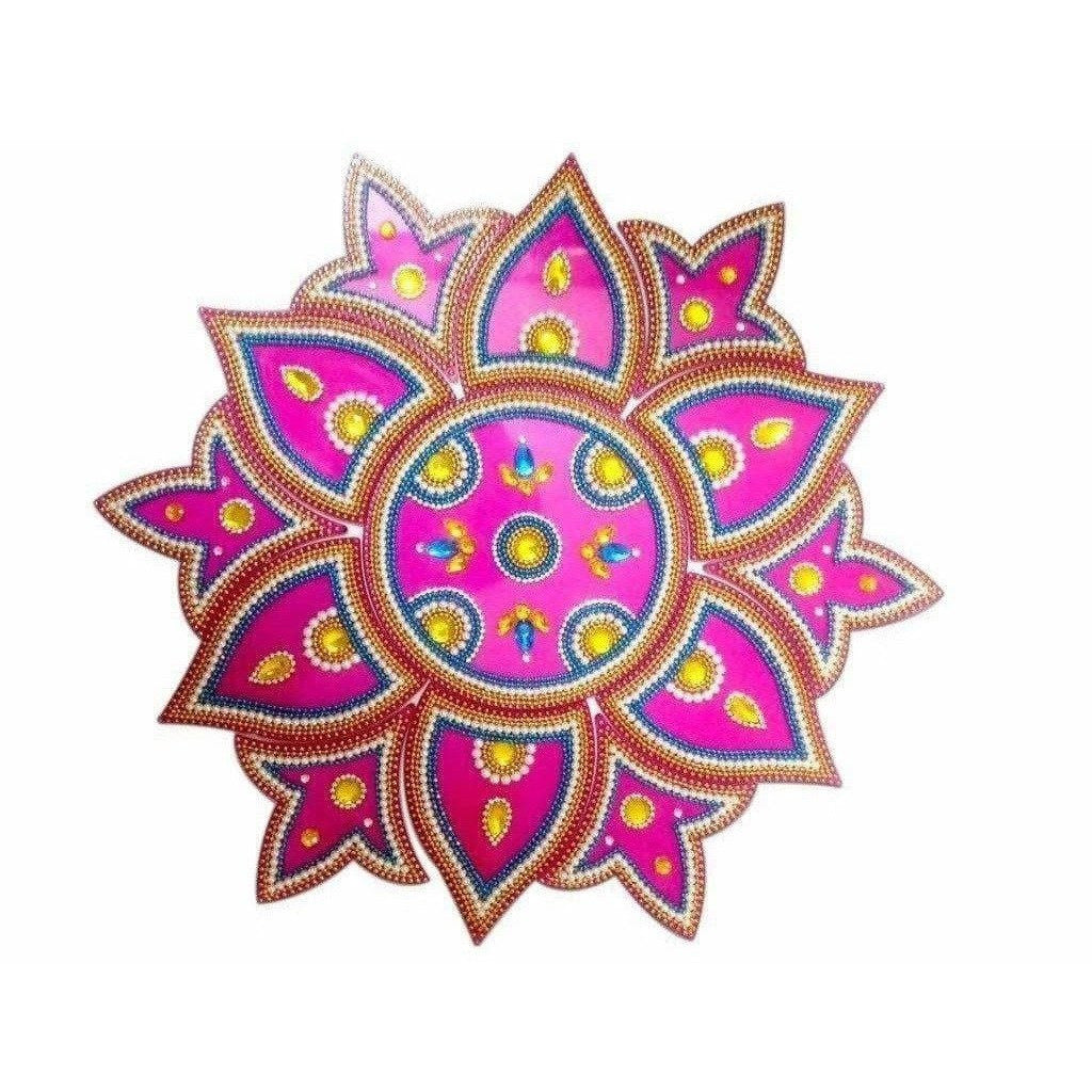 Kundan Rangoli Design Pink color For Floor Decoration / Wall Decoration / Pooja Decoration - Distacart