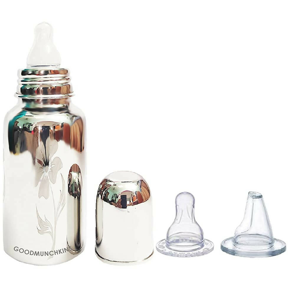 Goodmunchkins Stainless Steel Feeding Bottle Joint Less 304 Grade No Joints BPA Free for New Born Baby/Toddlers/Infants-200ml - Distacart