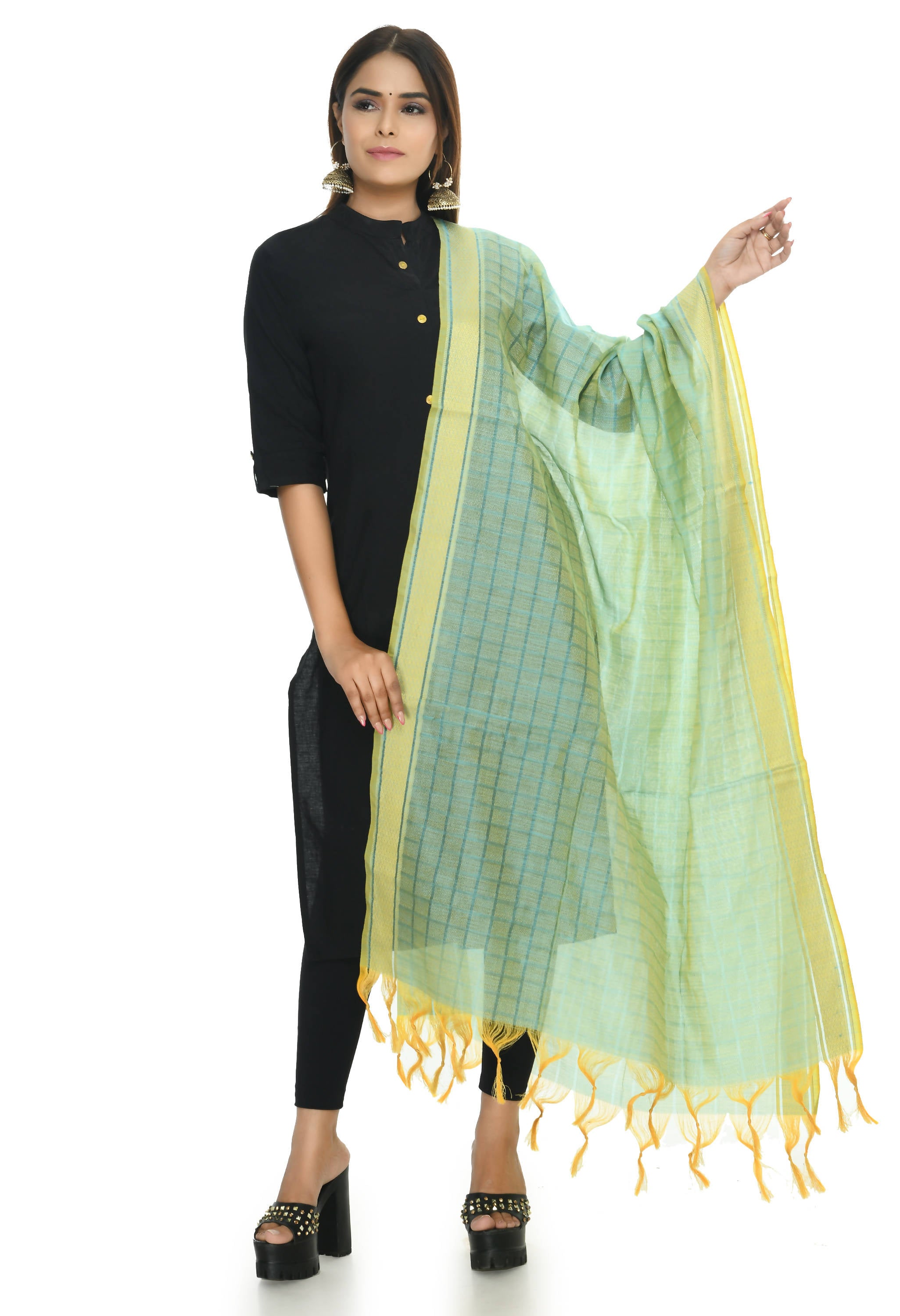 Mominos Fashion Moeza Handloom Cotton Sky Blue Dupatta - Distacart