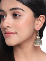 Thumbnail for NVR Women Gold Toned Contemporary Jhumkas Earrings - Distacart