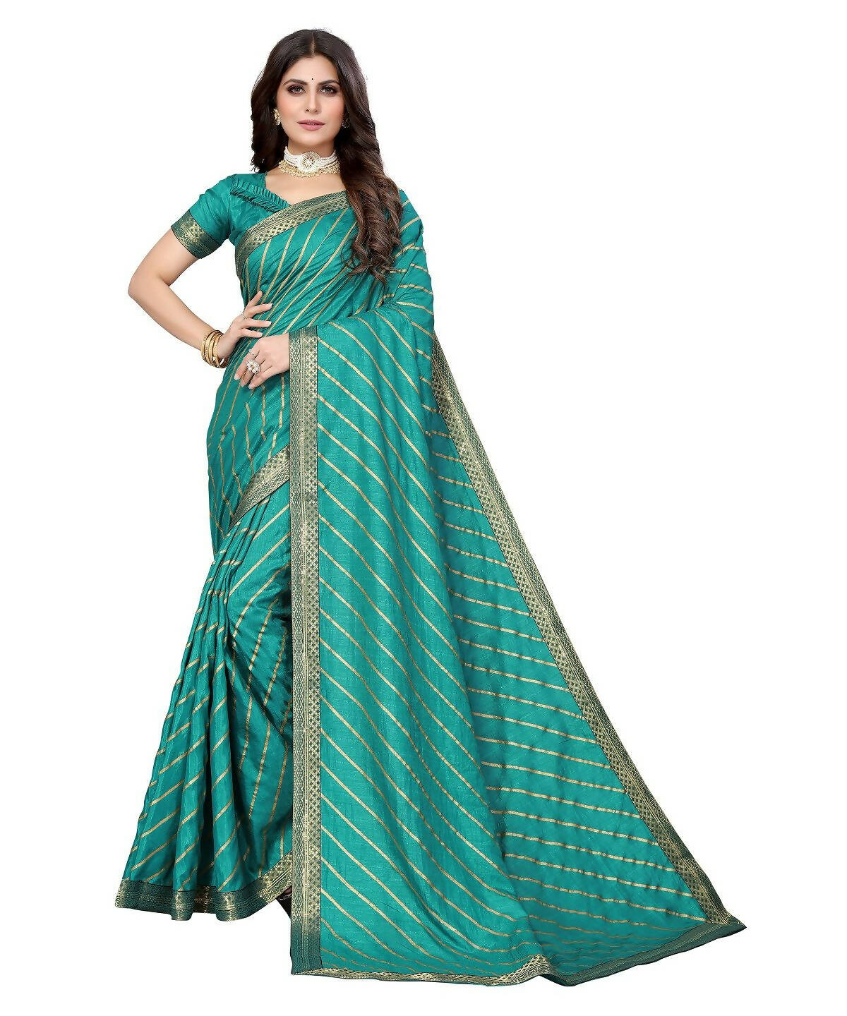 Vamika Dola Silk Green Lace Border Bollywood Style Saree (SUCHI GREEN) - Distacart