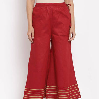Myshka Women's Maroom Cotton Solid Casual Palazzo