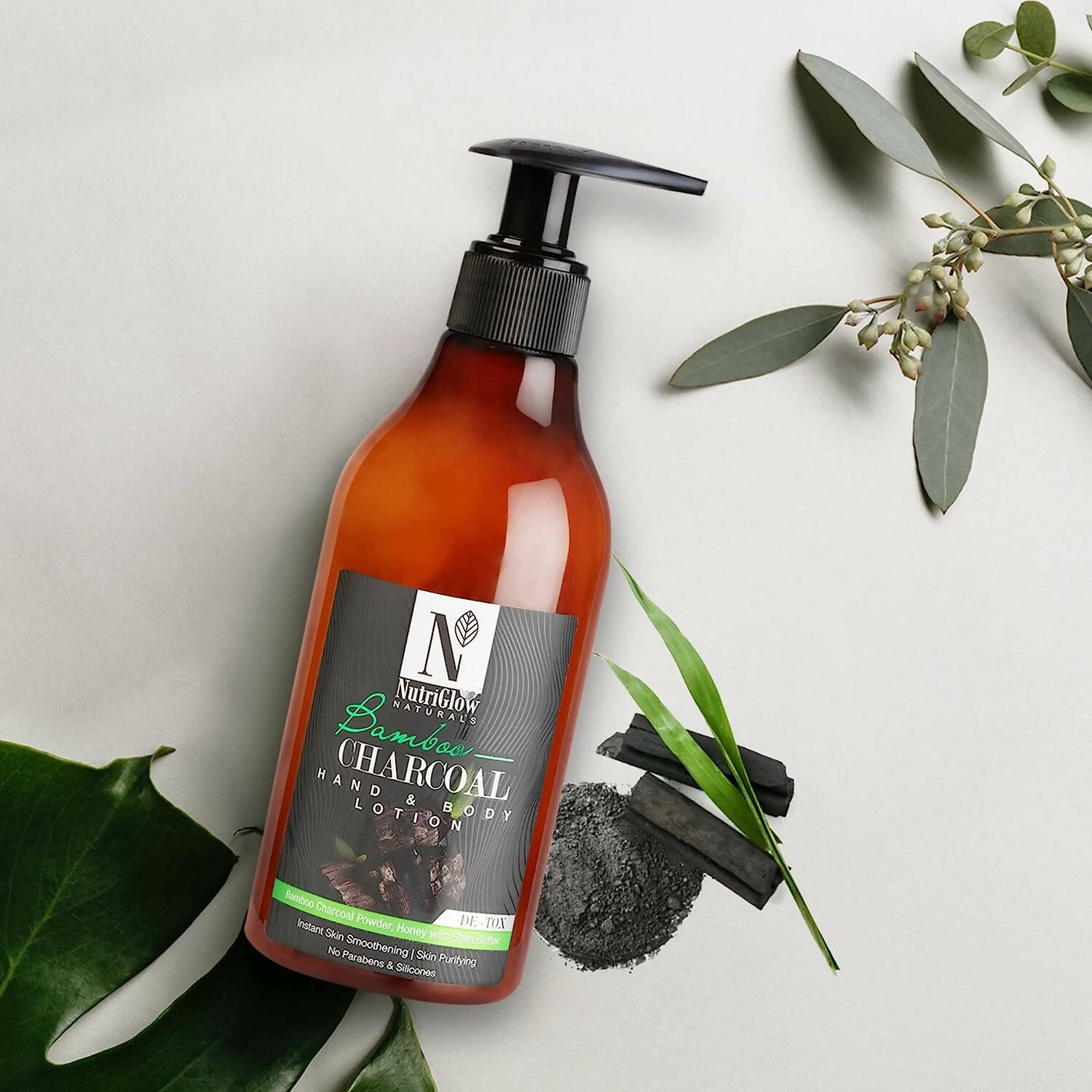 NutriGlow NATURAL'S Bamboo & Charcoal Hand & Body Lotion - Distacart