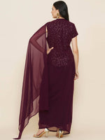 Thumbnail for Women Republic Bronze Georgette Jacket With Skirt - Distacart