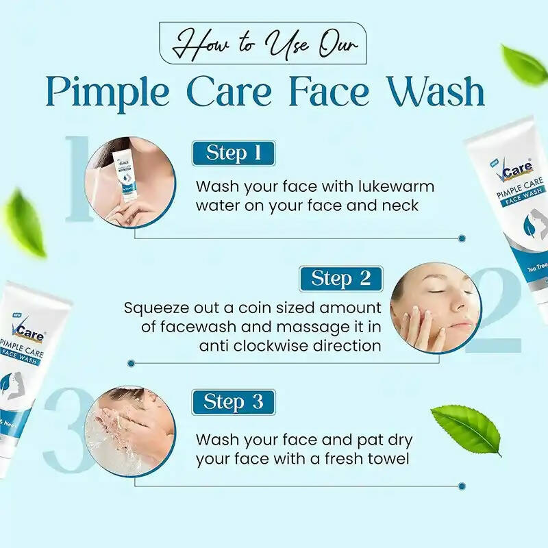 VCare Natural Pimple Care For Face Wash - Distacart