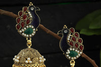 Thumbnail for Mominos Fashion Johar Kamal Traditional Peacock Design Multi Color Jhumka - Distacart