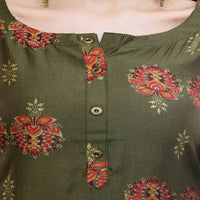 Thumbnail for Lagi Women's Green Printed Straight Kurta & Pant (MC38A)