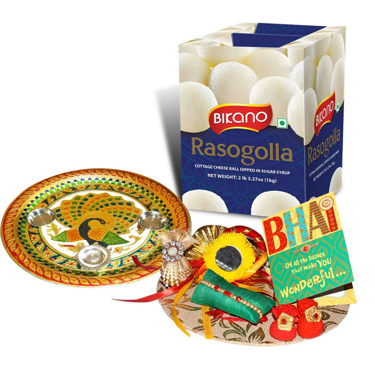 Bikano Rasogolla Rakhi Puja Thali Gifts - Distacart