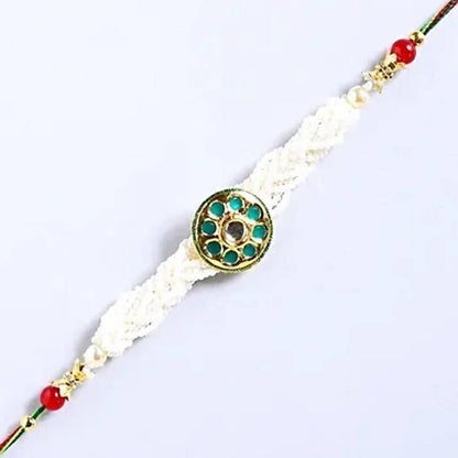Traditional Kundan Rakhi With Wallet And Kitkat