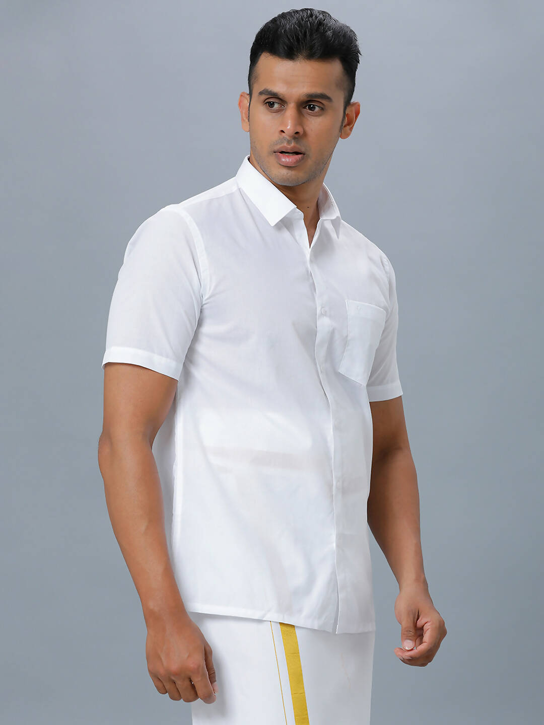 Ramraj Cotton Mens Half Sleeve Formal 100 % Cotton White Shirt - Distacart
