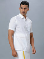 Thumbnail for Ramraj Cotton Mens Half Sleeve Formal 100 % Cotton White Shirt - Distacart