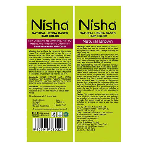 Nisha Henna Based Hair Color Natural Brown - Distacart